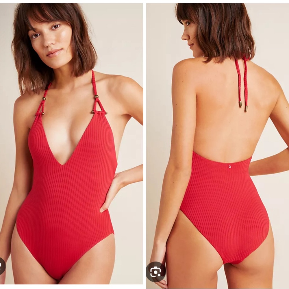 NWT Anthropologie Red Carter Adanna One Piece Red Swimsuit vacation summer